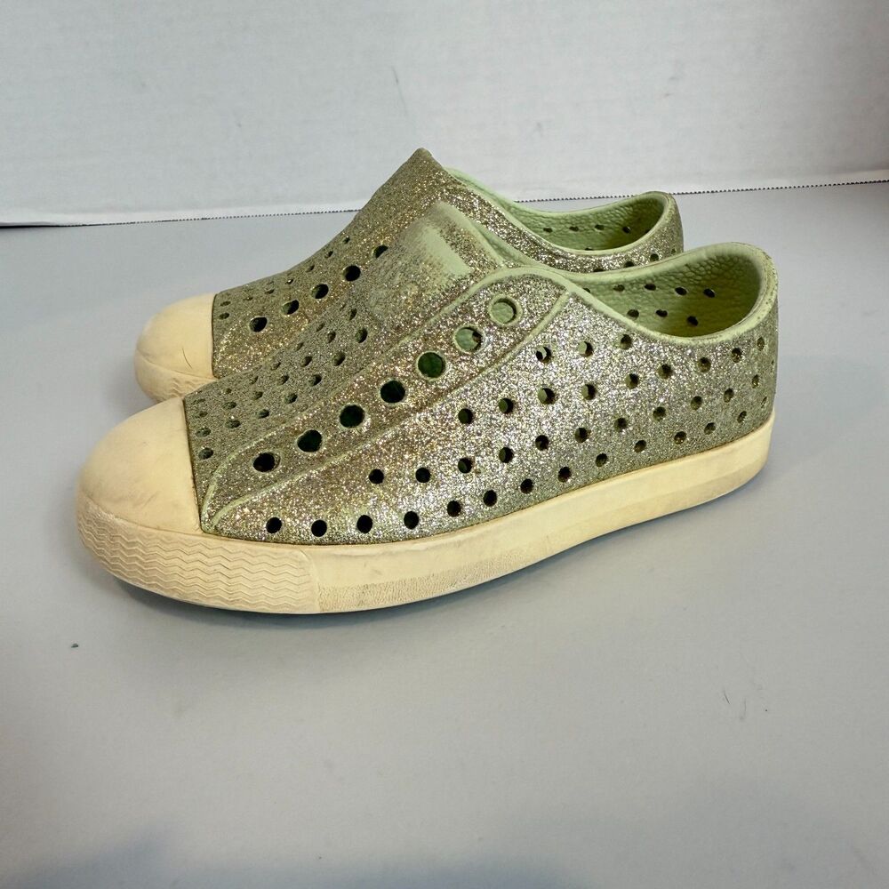 Native Jefferson Little Kids Green Glitter Slip On Shoes Size C 8